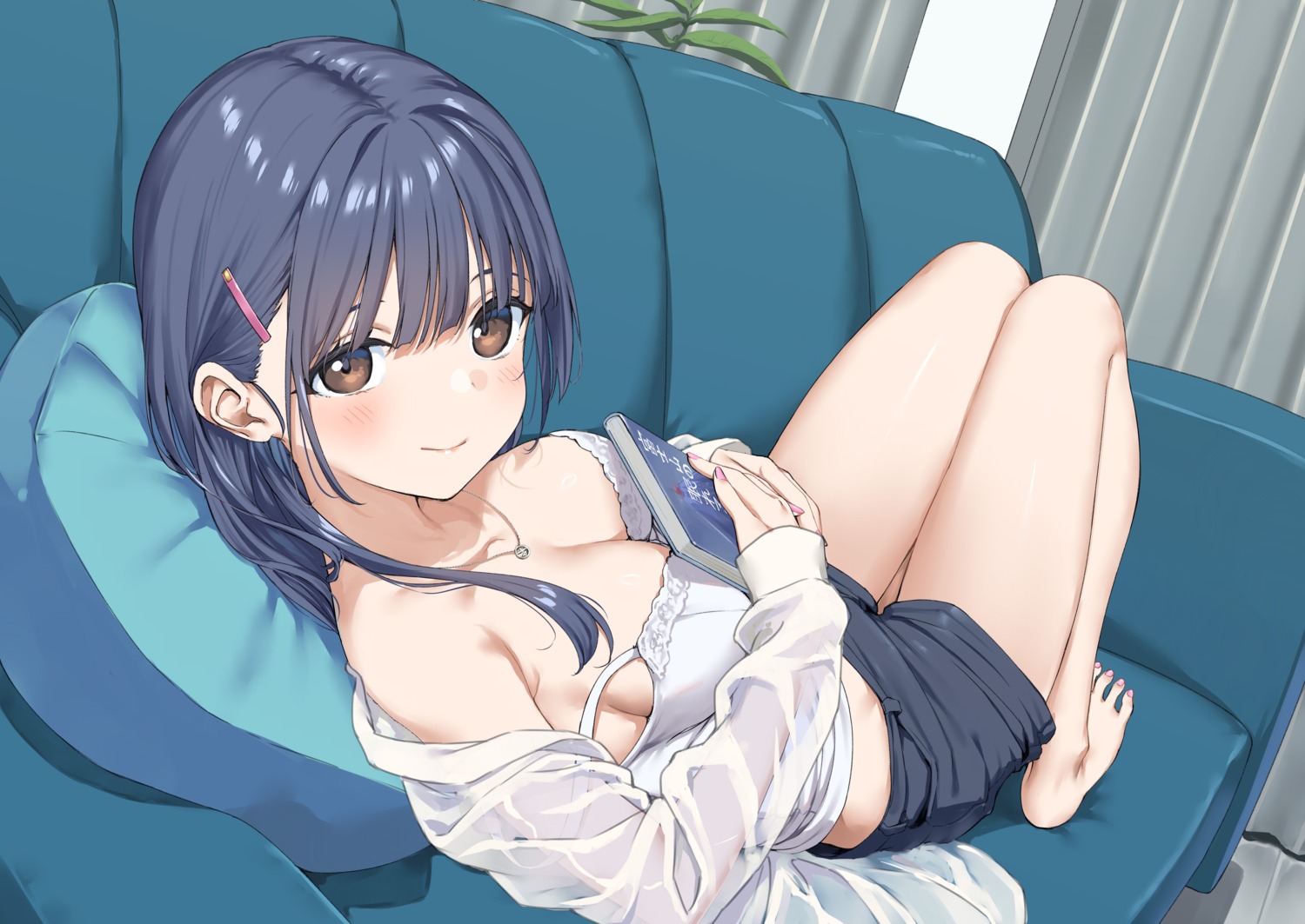 bra dress_shirt irido_yume jpeg_artifacts kadokawa_sneaker_bunko mamahaha_no_tsurego_ga_moto_kano_datta open_shirt see_through takayaki wet_clothes