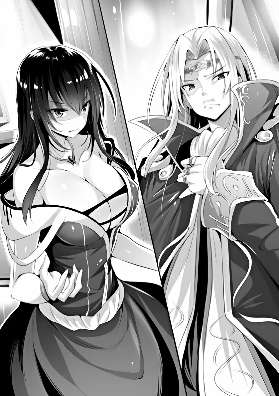 cleavage dress ginnen_no_nanatsuhime_to_nanaka_no_ouji kakao monochrome