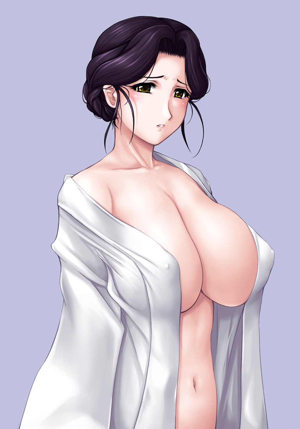 akai_ibara cleavage erect_nipples haiboku_kamen no_bra open_shirt shinazu_yuki zundarepon