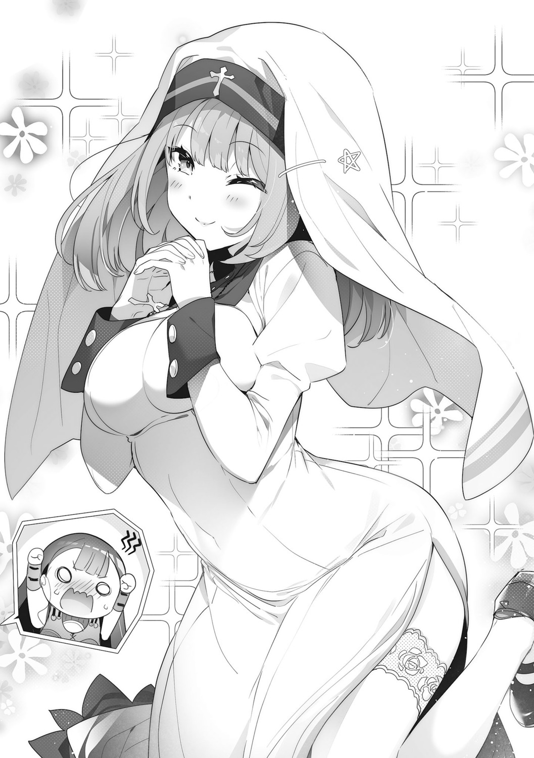 garter kat_(bu-kunn) monochrome nun