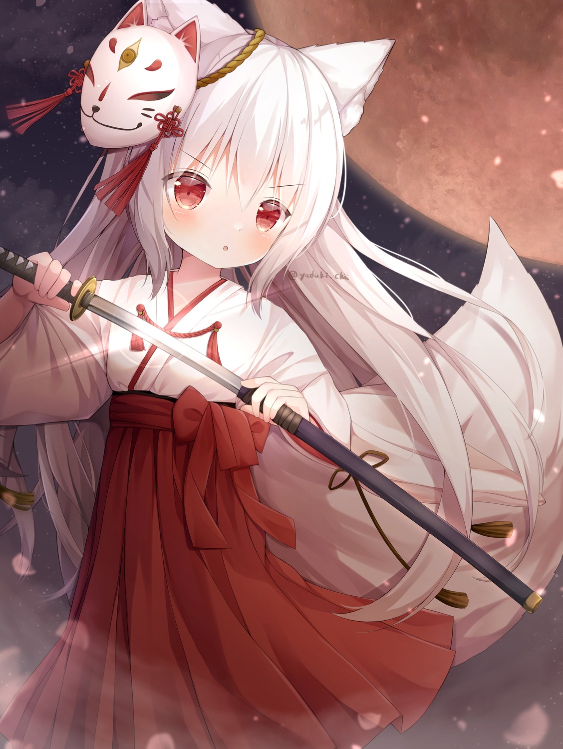 animal_ears kitsune miko sword tail yuduki_chii