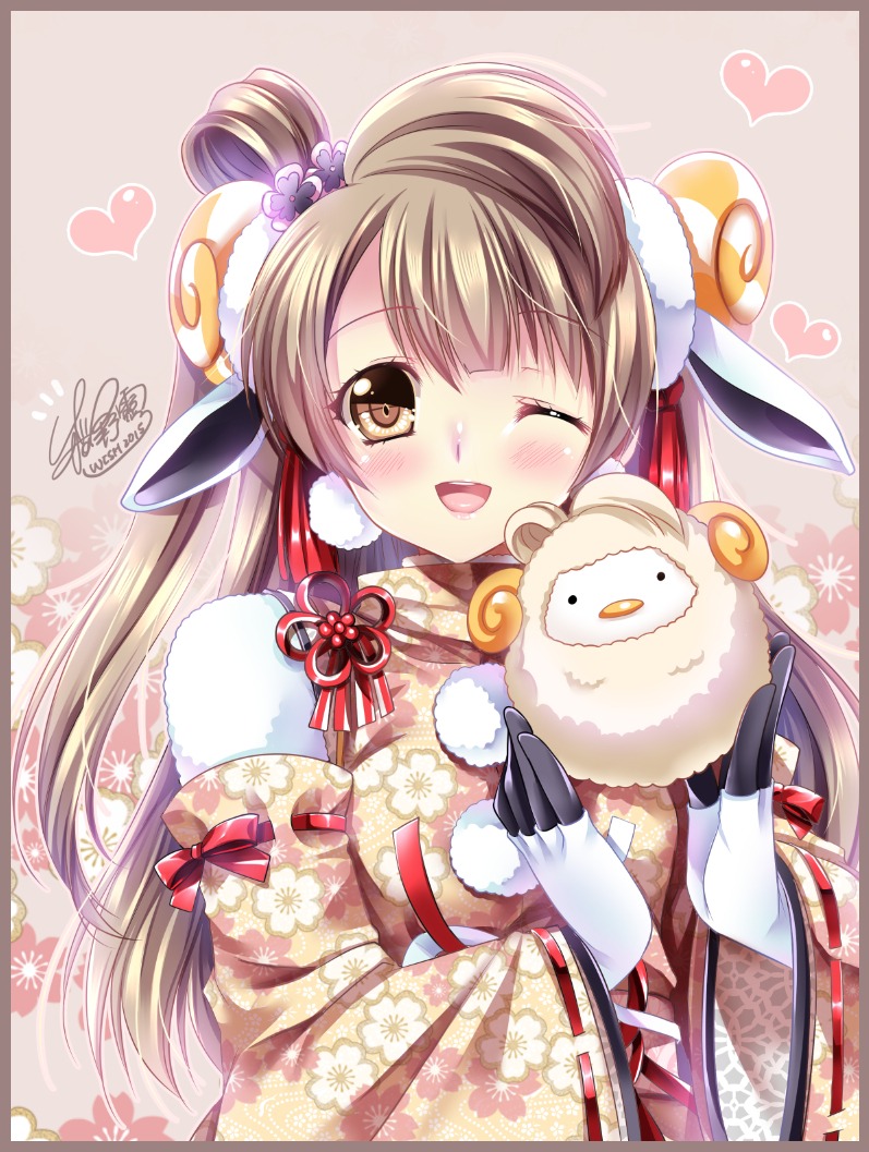 animal_ears horns japanese_clothes love_live! minami_kotori sakurano_ruu