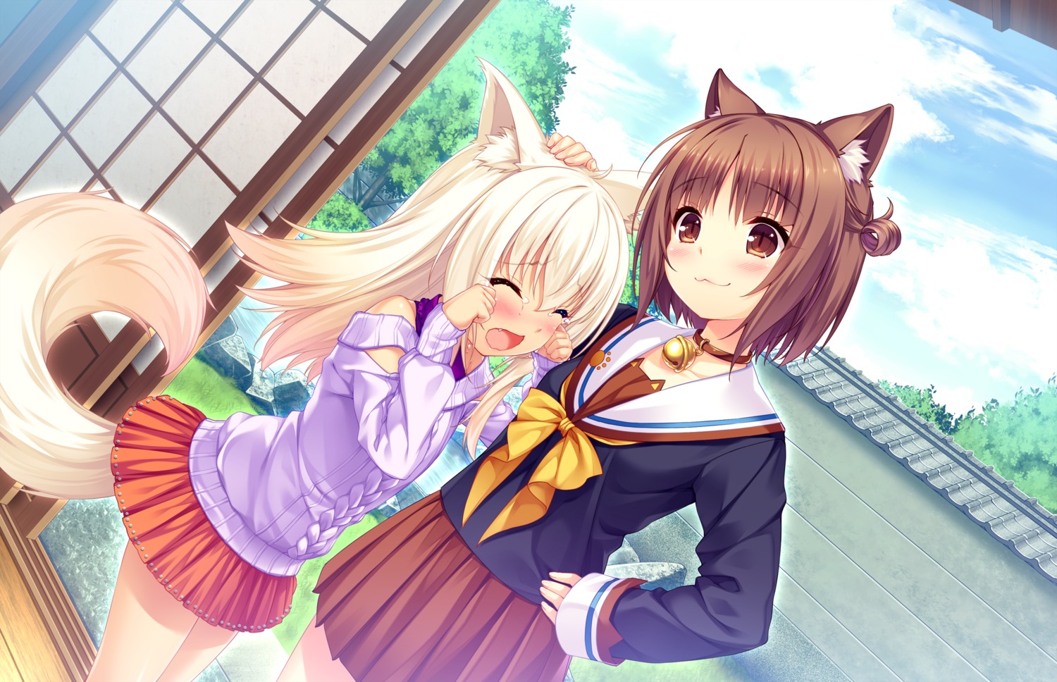 animal_ears azuki coconut game_cg neko_works nekomimi nekopara sayori seifuku sweater tail