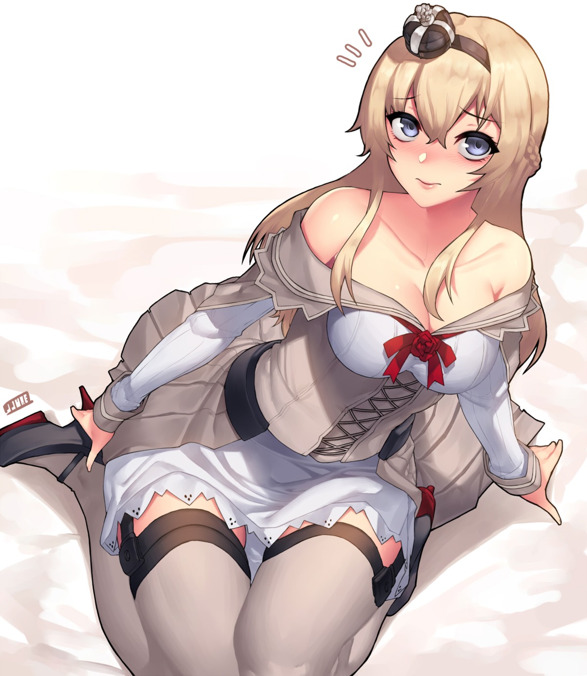 cleavage dress heels jjune kantai_collection stockings thighhighs warspite_(kancolle)