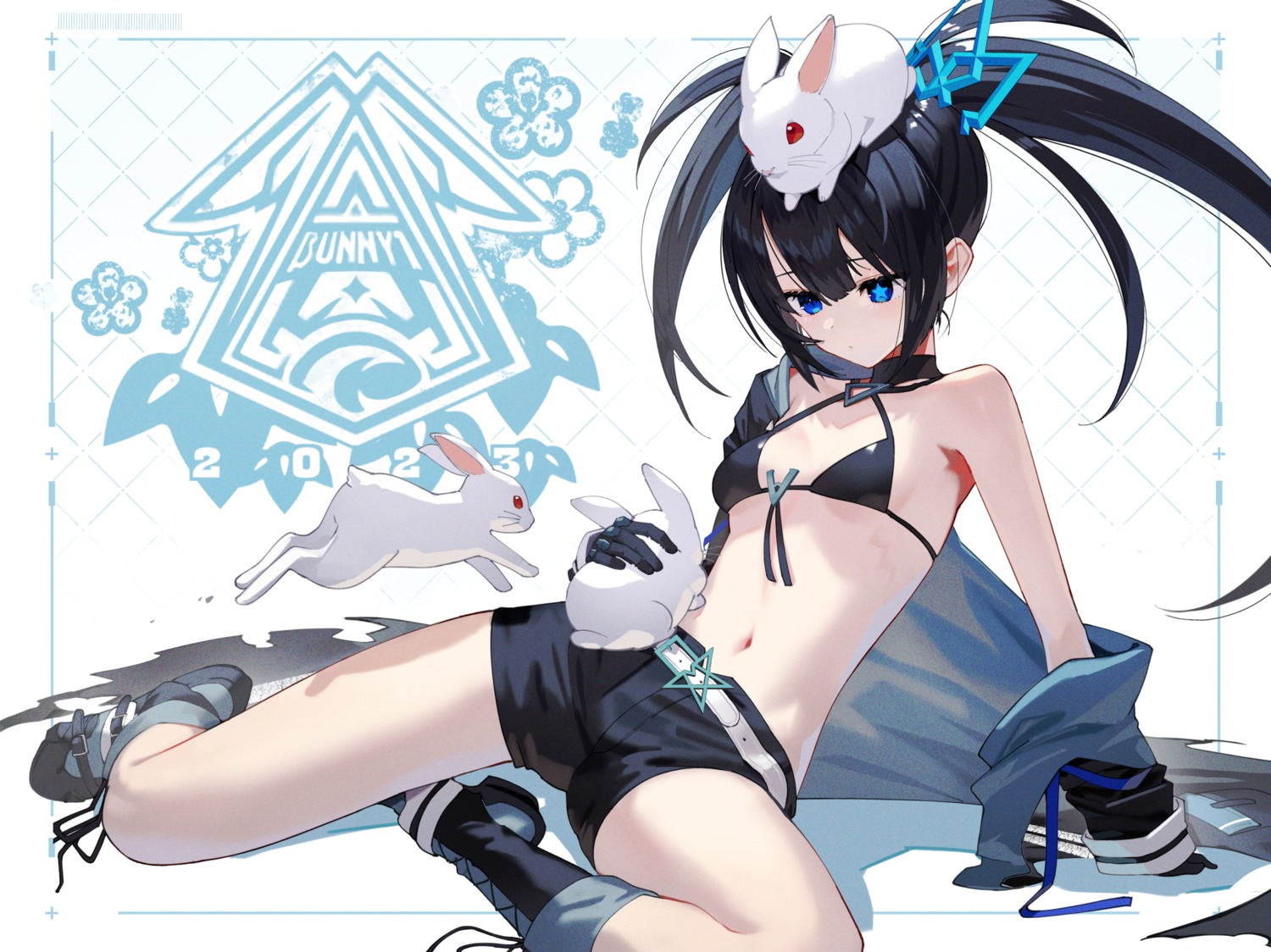 bikini_top black_rock_shooter black_rock_shooter_(character) open_shirt scottie swimsuits