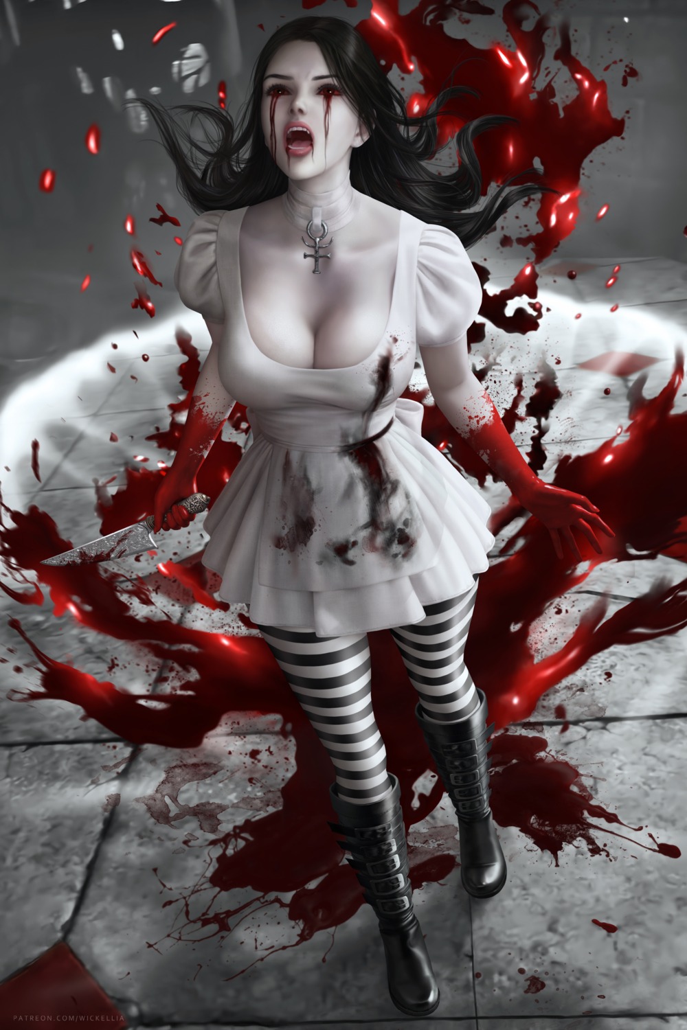 alice_liddell american_mcgee's_alice blood cleavage pantyhose weapon wickellia