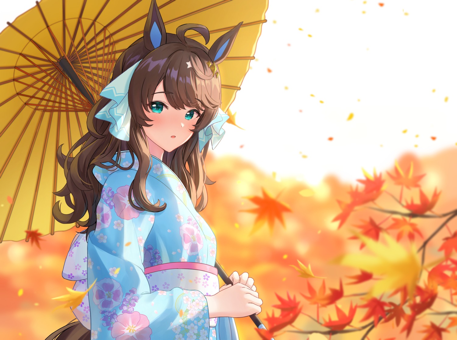 animal_ears daring_tact_(umamusume) kashmir_0808 kimono tail uma_musume_pretty_derby umbrella