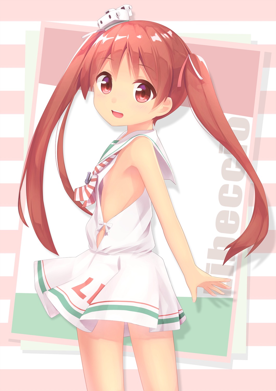 kantai_collection libeccio_(kancolle) loli no_bra seifuku senifu skirt_lift