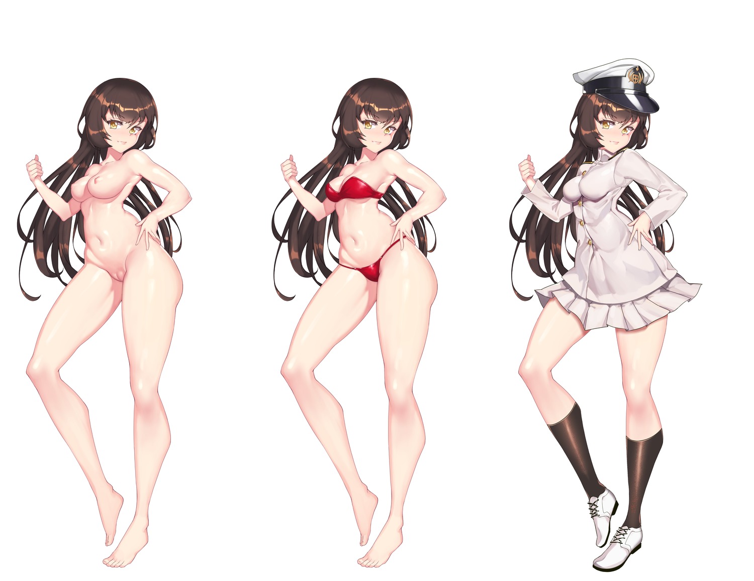 bikini character_design erect_nipples locoriply naked nipples pussy skirt_lift swimsuits uniform