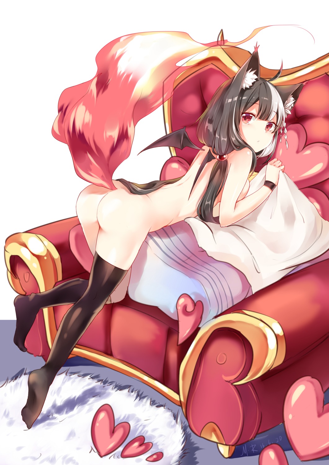 animal_ears ass cui_pi_cha_tu naked tail thighhighs wings