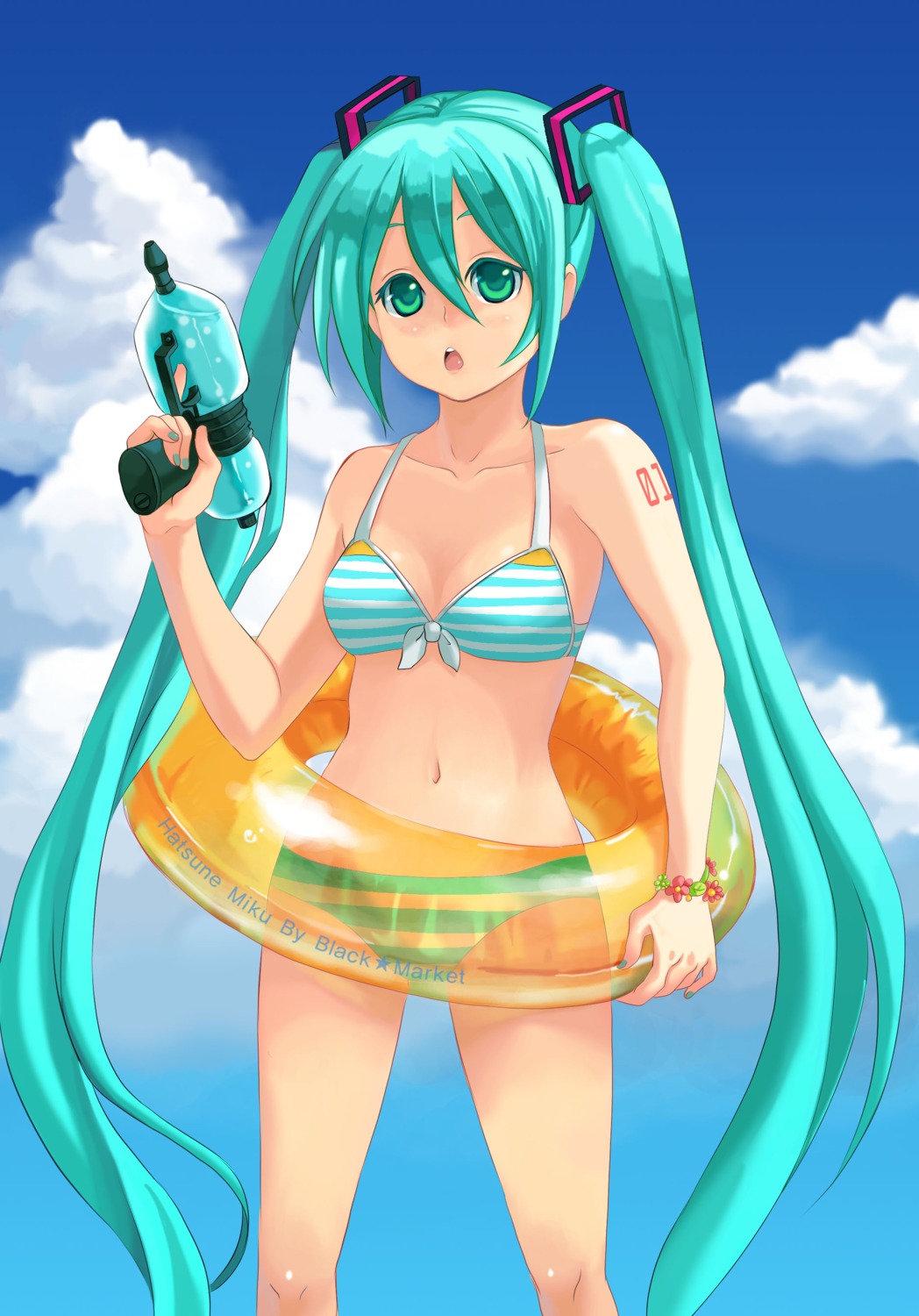 bikini blue_peia gun hatsune_miku swimsuits vocaloid