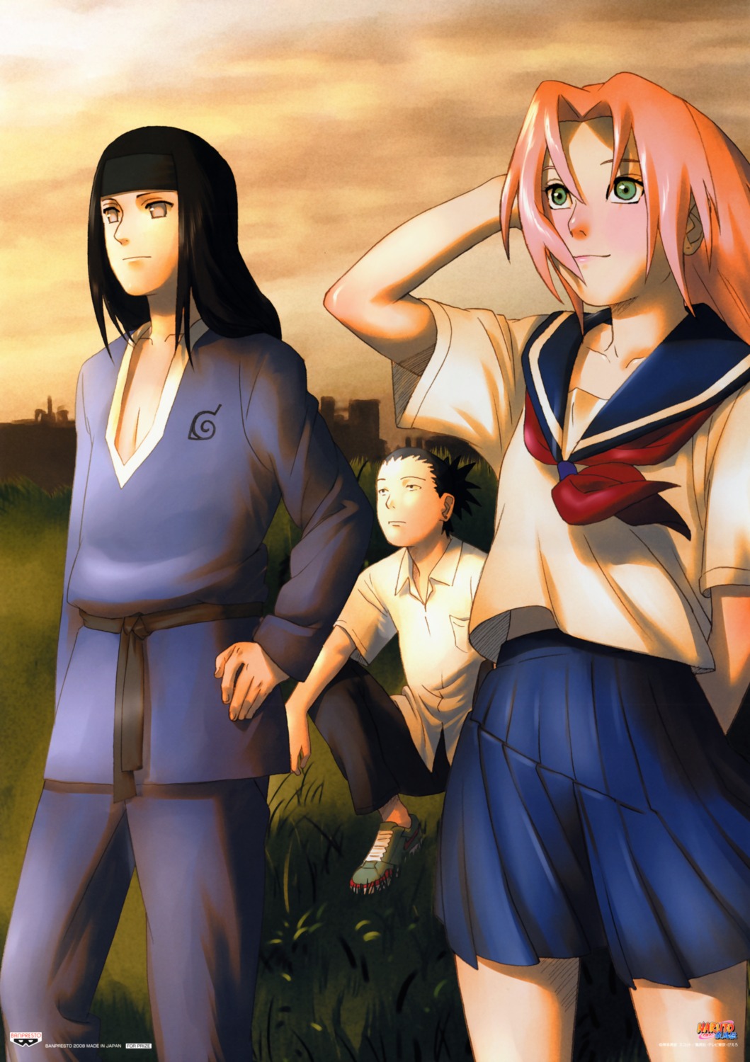 haruno_sakura hyuuga_neji nara_shikamaru naruto seifuku