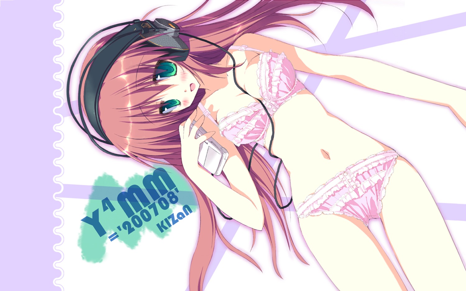 bra headphones pantsu tsurusaki_takahiro wallpaper