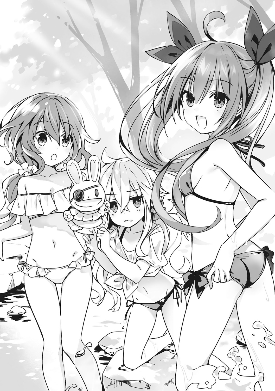 date_a_live himekawa_yoshino itsuka_kotori kyouno_natsumi monochrome tsunako