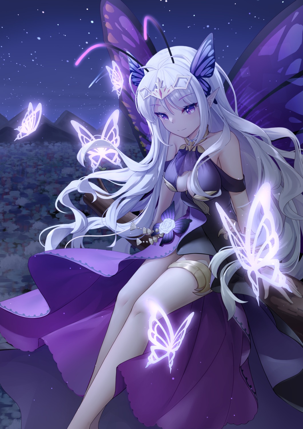 cleavage fairy garter no_bra pointy_ears qianze_chia wings