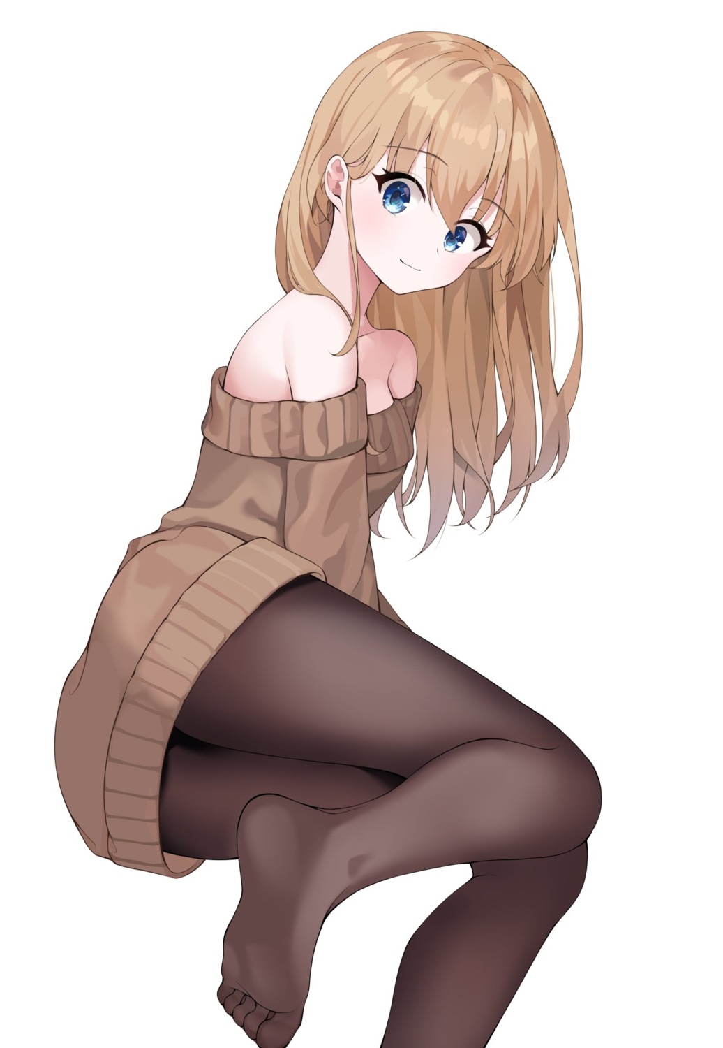 dress feet lion_(lion_0_3) no_bra pantyhose sweater