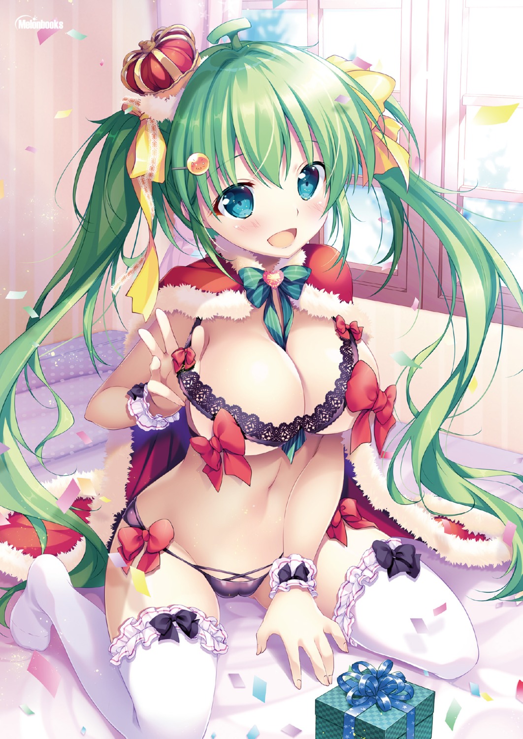 bra cameltoe cleavage melon-chan melonbooks mikeou pantsu thighhighs