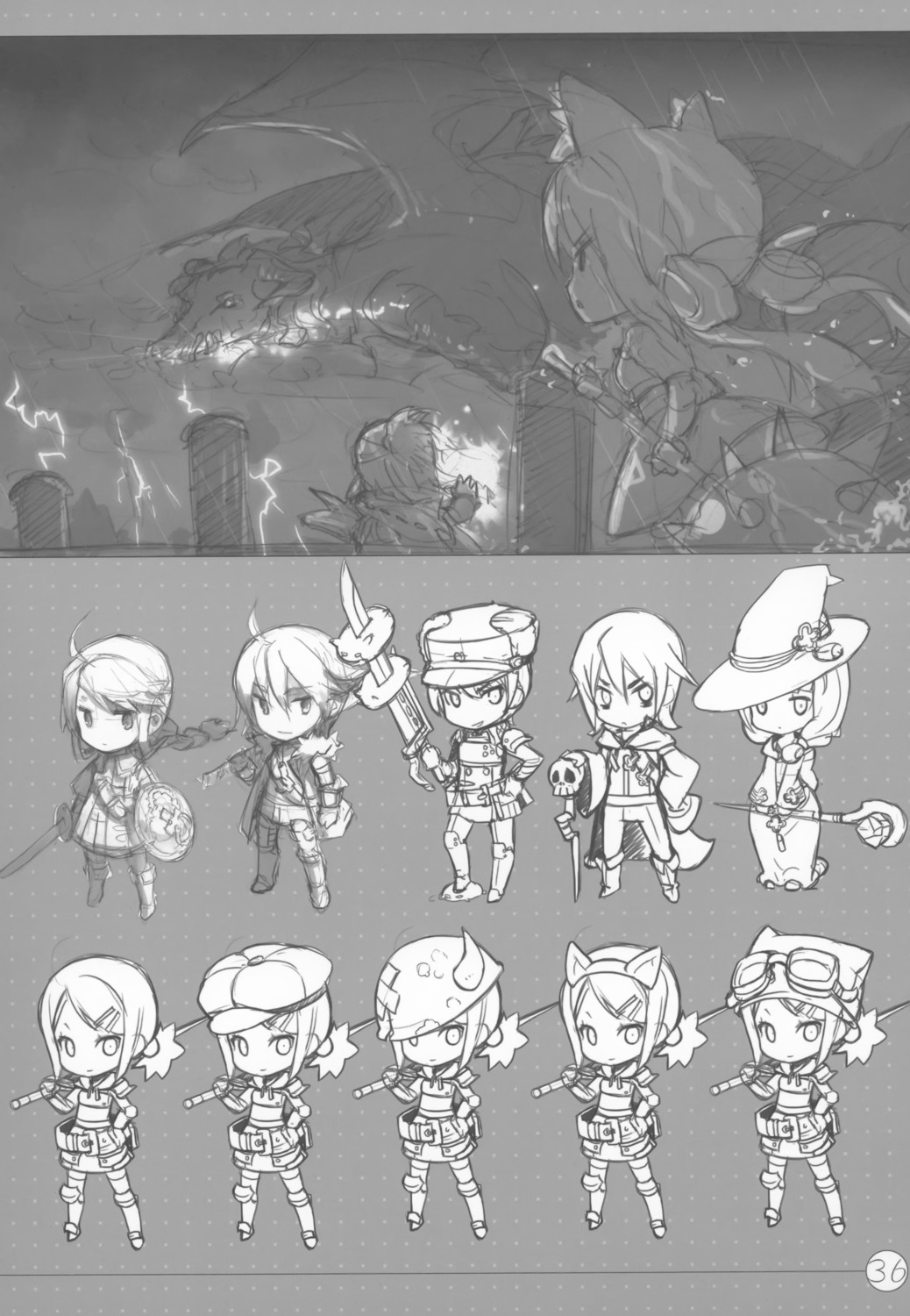 chibi h2so4 island_of_horizon monochrome sketch