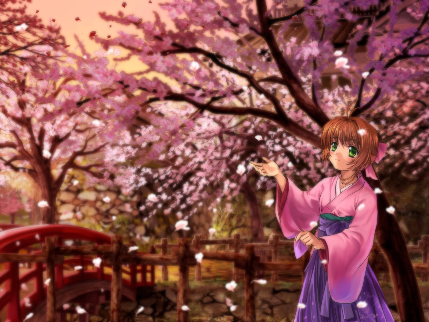 card_captor_sakura japanese_clothes kinomoto_sakura moonknives wallpaper