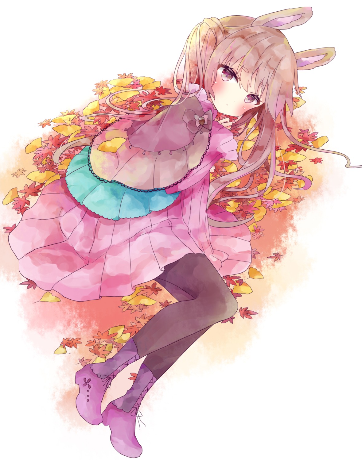 animal_ears bunny_ears dress skirt_lift tsukiyo_(skymint)