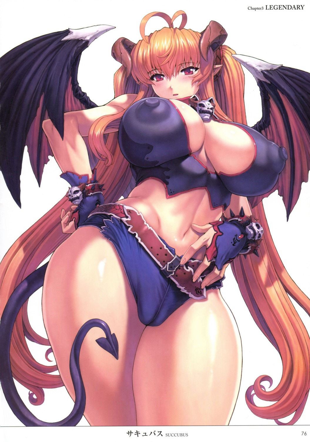 cameltoe cleavage devil erect_nipples horns mogudan pointy_ears tail wings