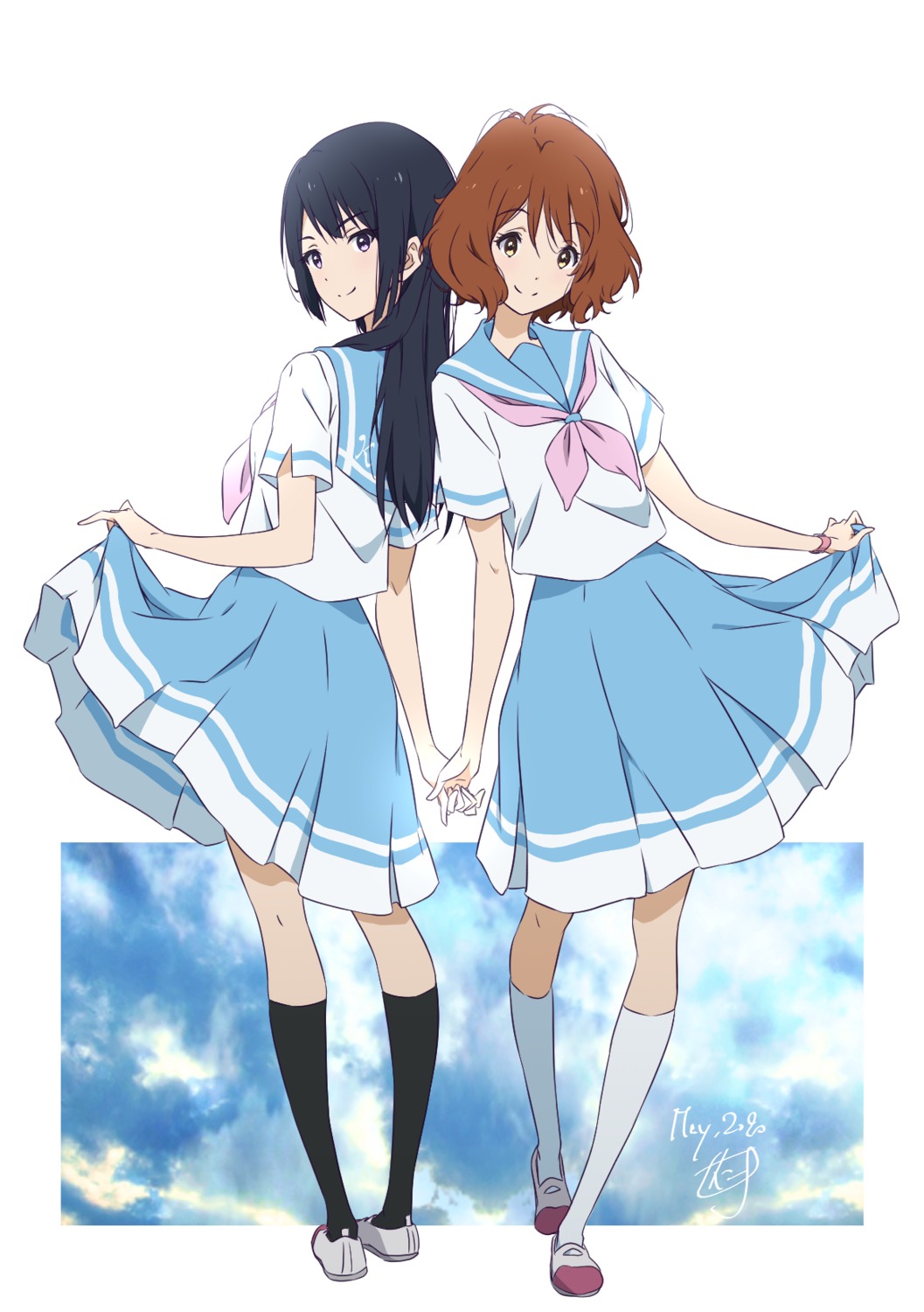 hibike!_euphonium kousaka_reina liz_to_aoi_tori nii_manabu oumae_kumiko seifuku skirt_lift yuri