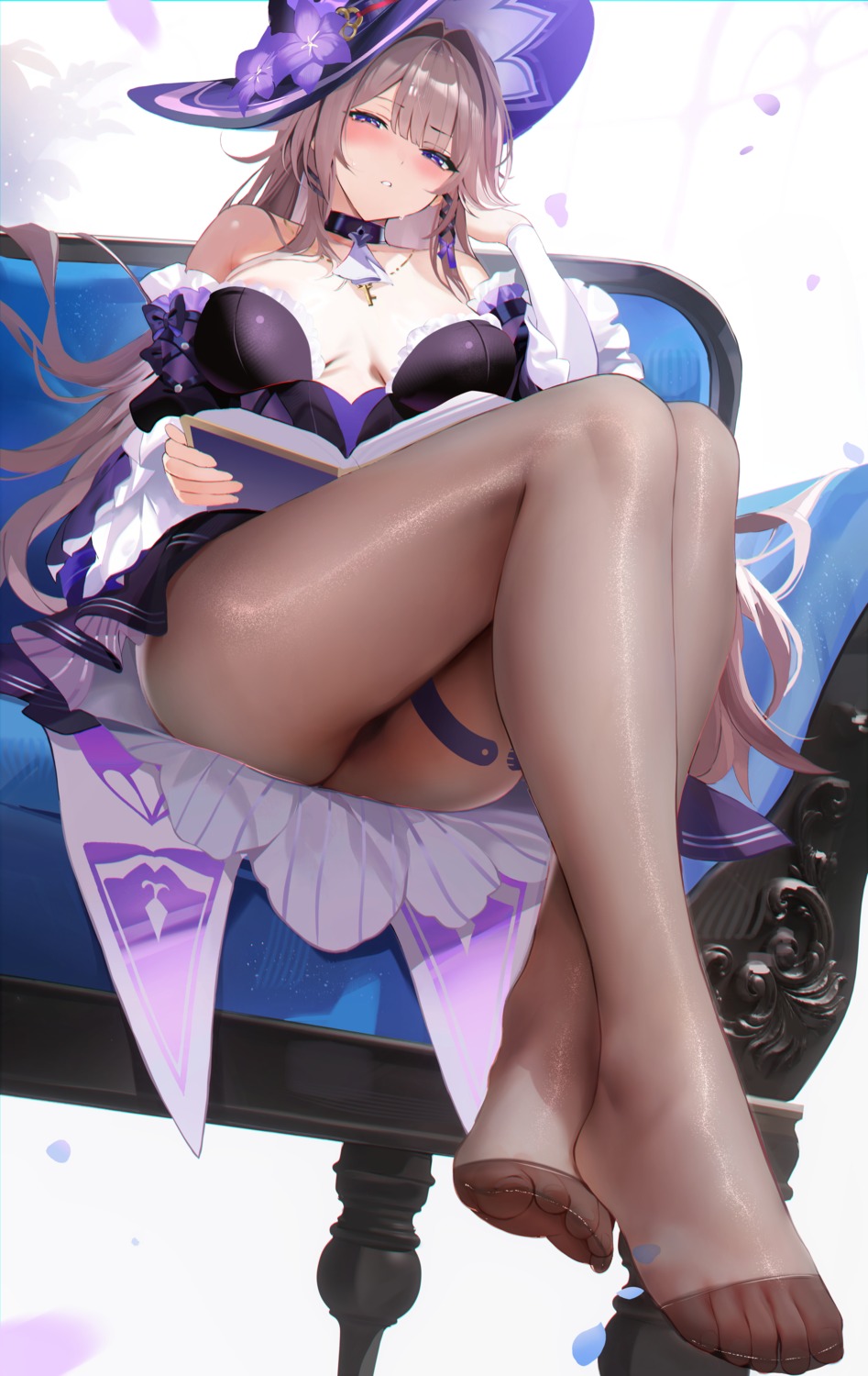 areola fantongjun feet garter herta honkai:_star_rail no_bra pantyhose skirt_lift witch