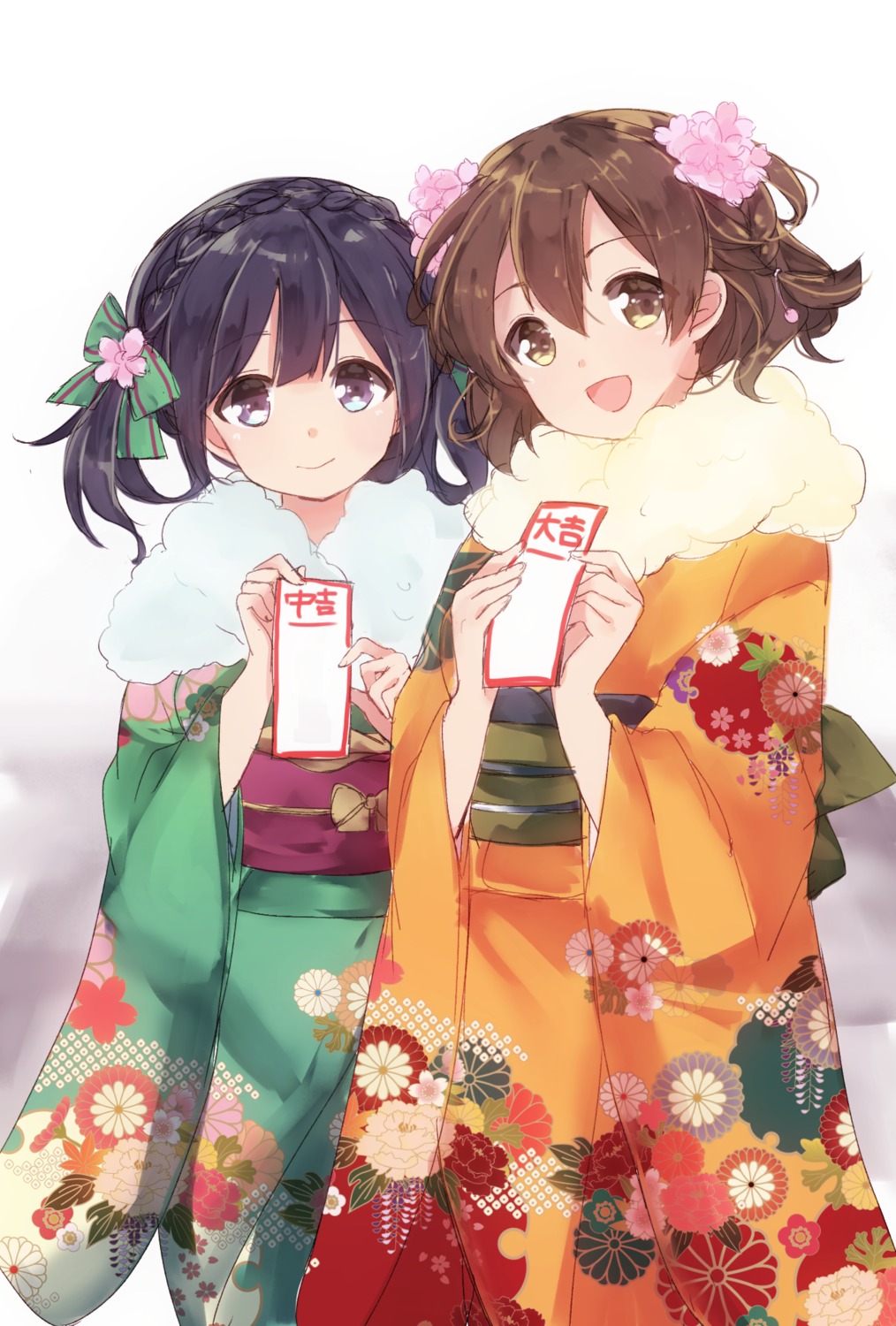 hiryuu_(kancolle) kantai_collection kimono komachi_naruta souryuu_(kancolle)