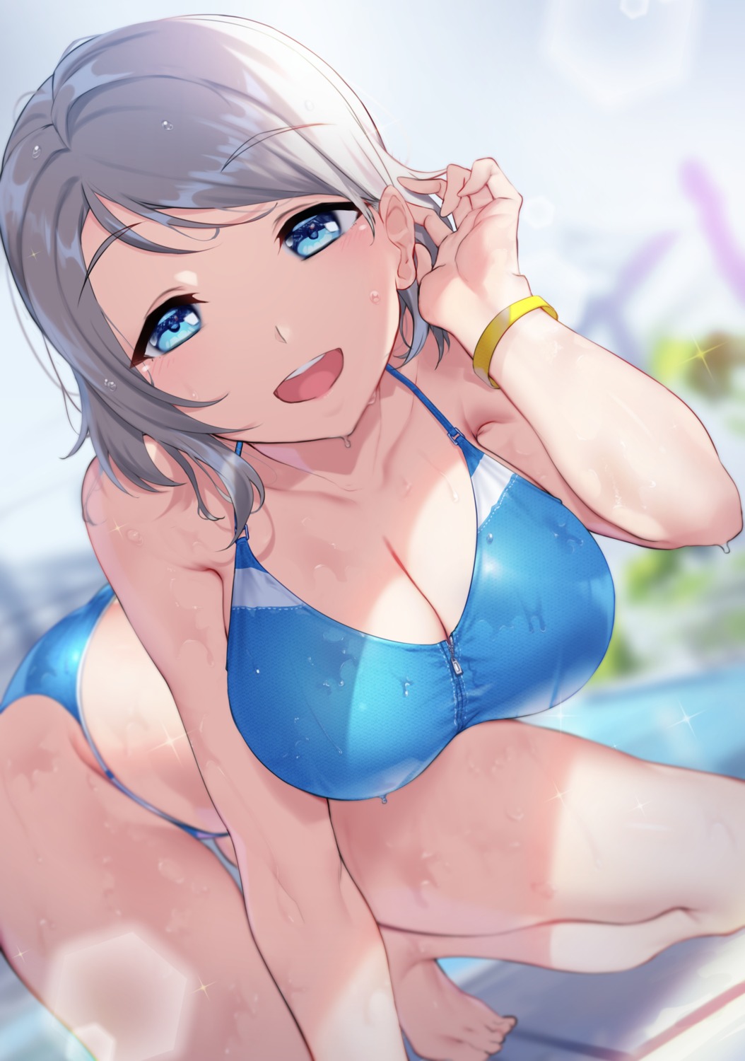 bikini cleavage love_live!_sunshine!! swimsuits watanabe_you wet yamaori_(yamaorimon)