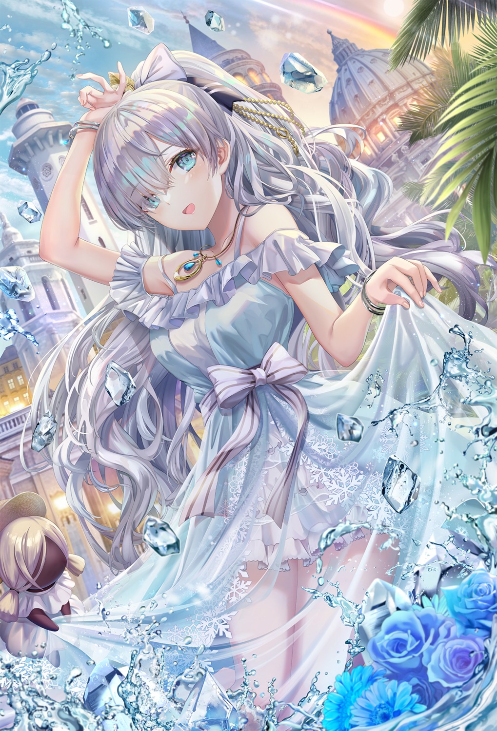 anastasia_(fate/grand_order) dress fate/grand_order see_through skirt_lift torino_akua