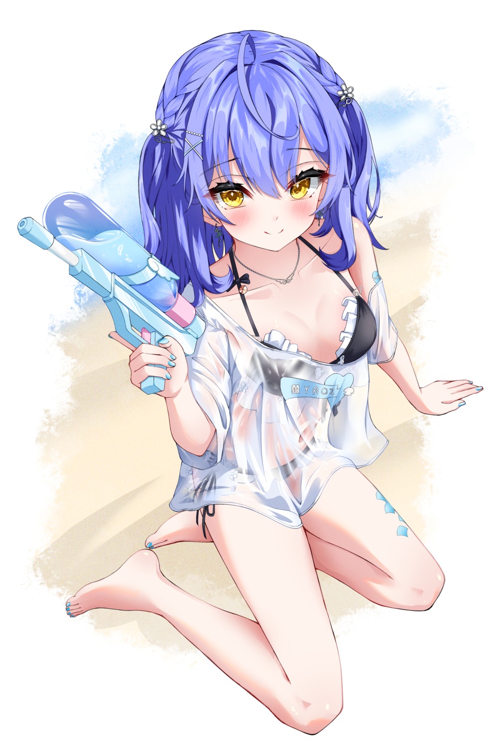 amamiya_kokoro auroraescientia bikini gun nijisanji see_through swimsuits