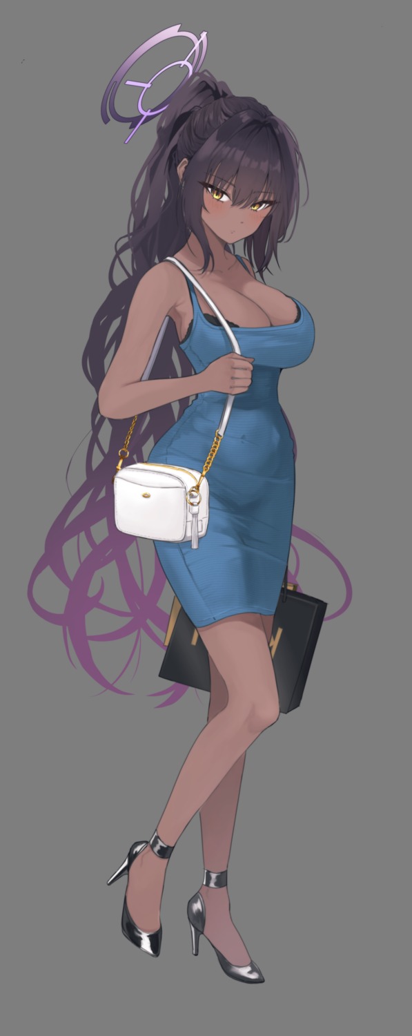 arata_haru blue_archive bra dress halo heels kakudate_karin transparent_png