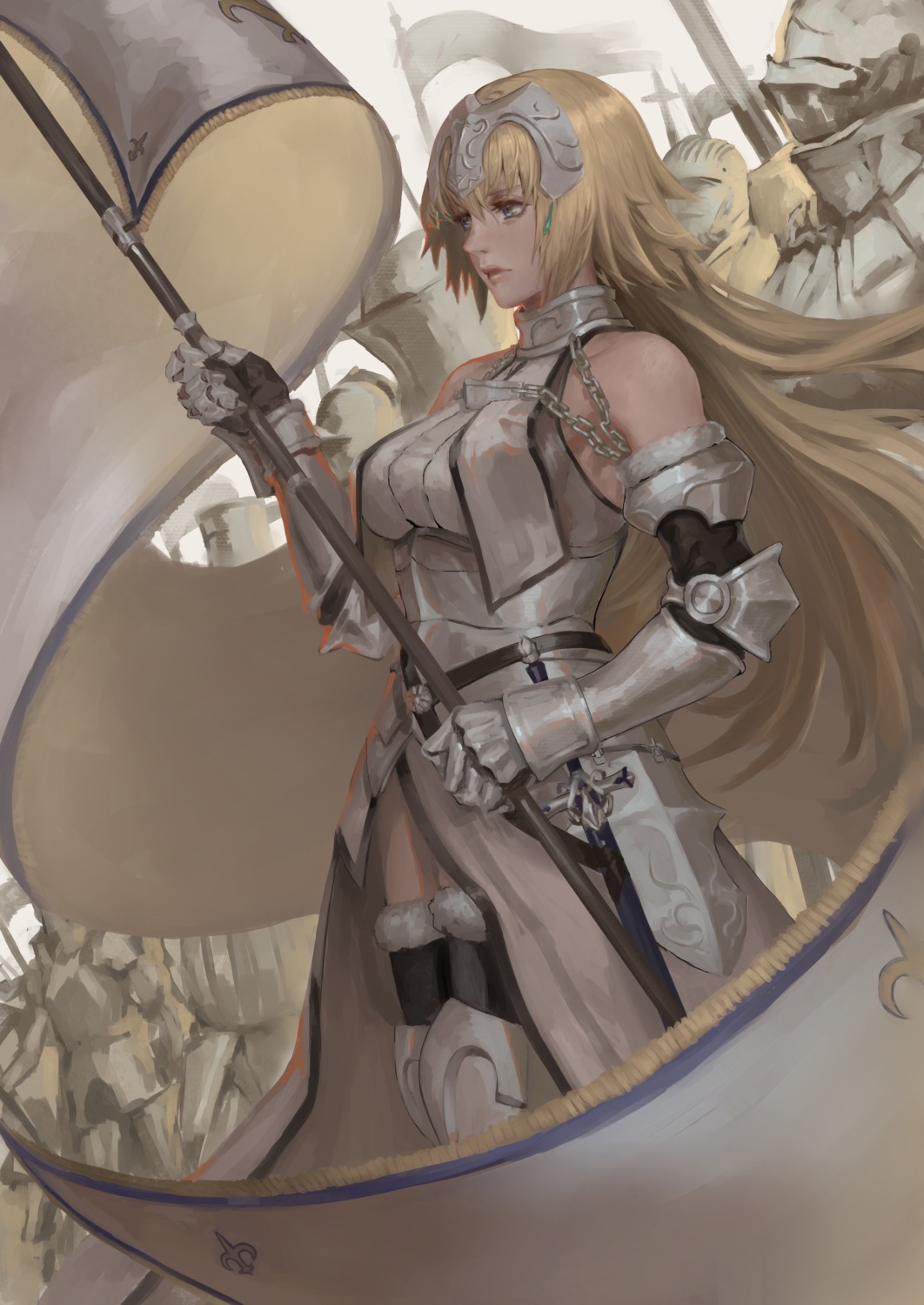 armor fate/apocrypha fate/grand_order fate/stay_night jeanne_d'arc jeanne_d'arc_(fate) peperon sword thighhighs