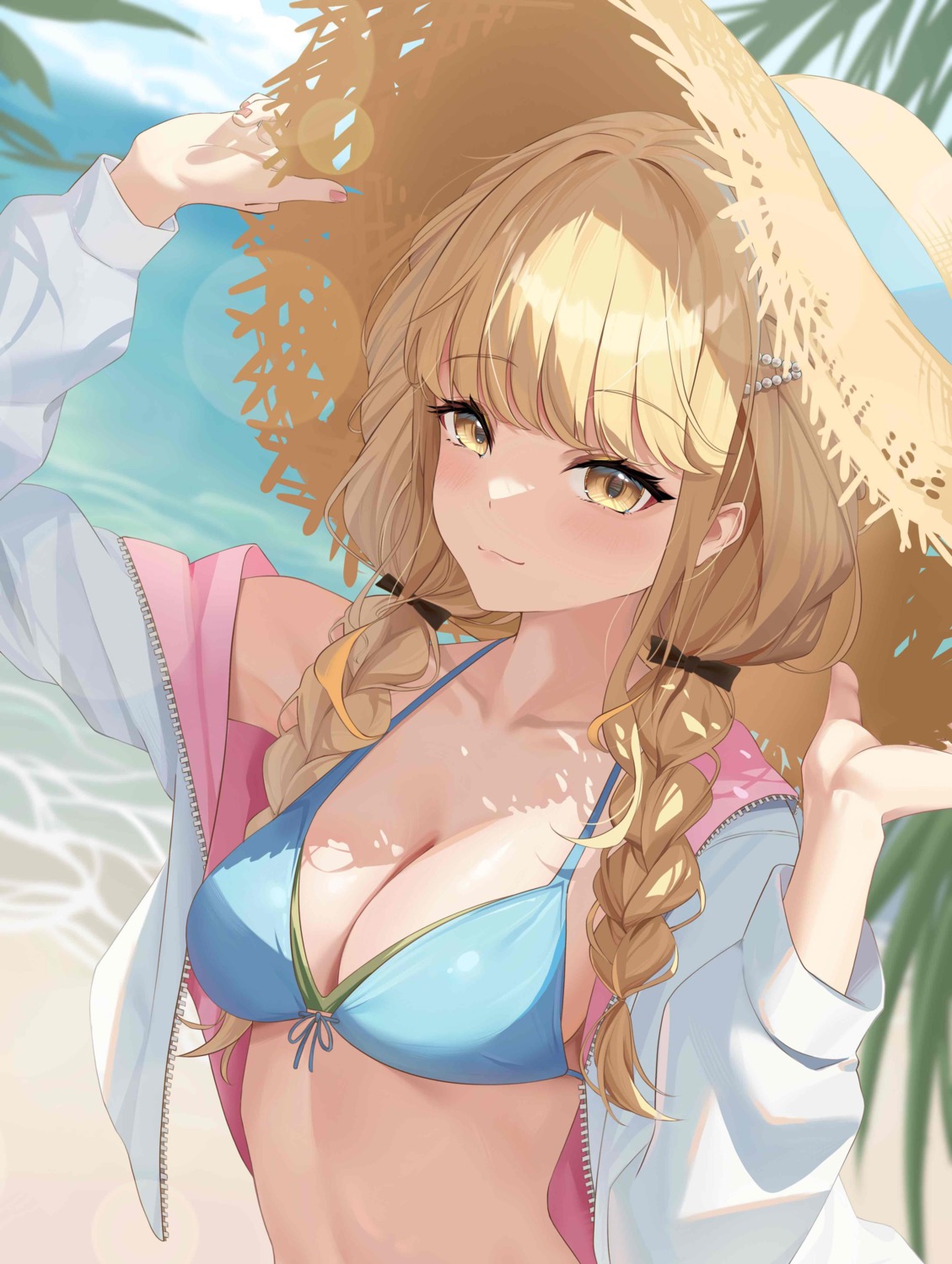 bikini_top dr.tan fujita_kotone gakuen_idolm@ster open_shirt swimsuits the_idolm@ster