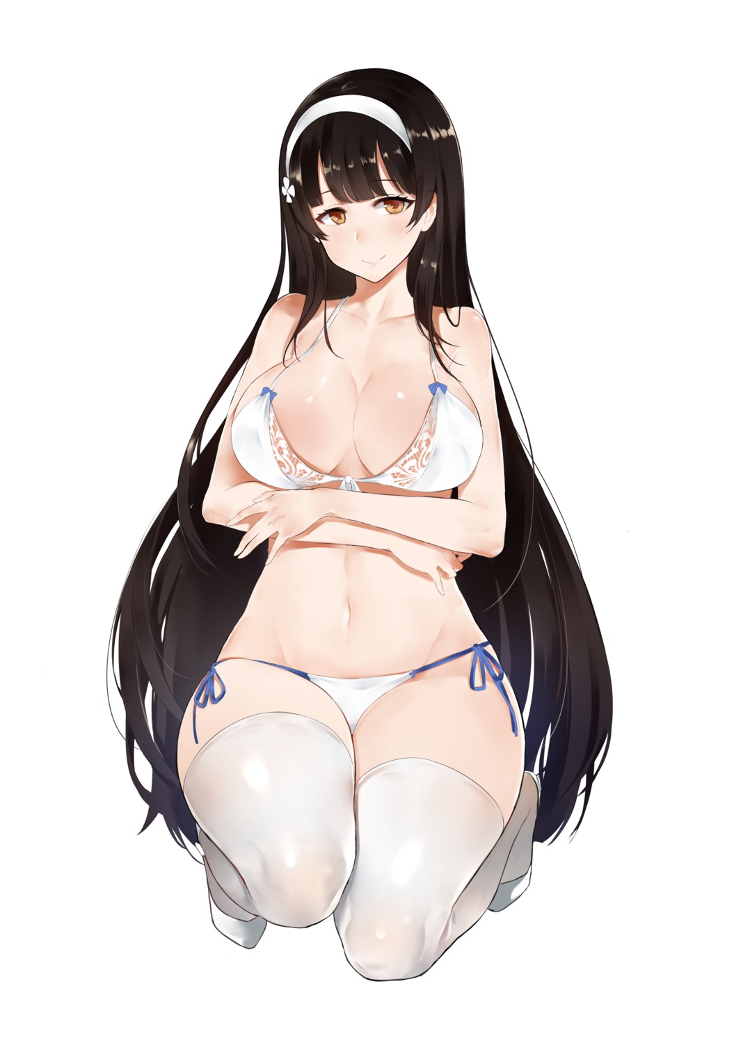 bikini breast_hold cleavage girls_frontline leewh1515 qbz-95_(girls_frontline) swimsuits thighhighs