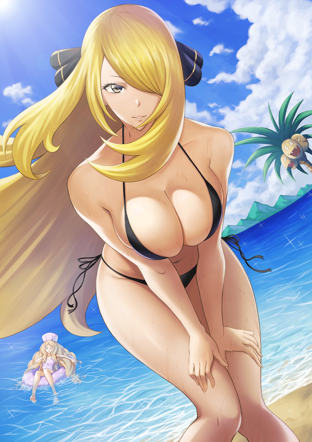 bikini cattleya_(pokemon) exeggutor pokemon shirona_(pokemon) swimsuits tagme