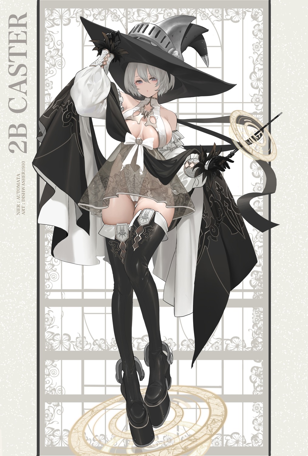 cameltoe dishwasher1910 heels nier_automata no_bra pantsu see_through thighhighs witch yorha_no.2_type_b