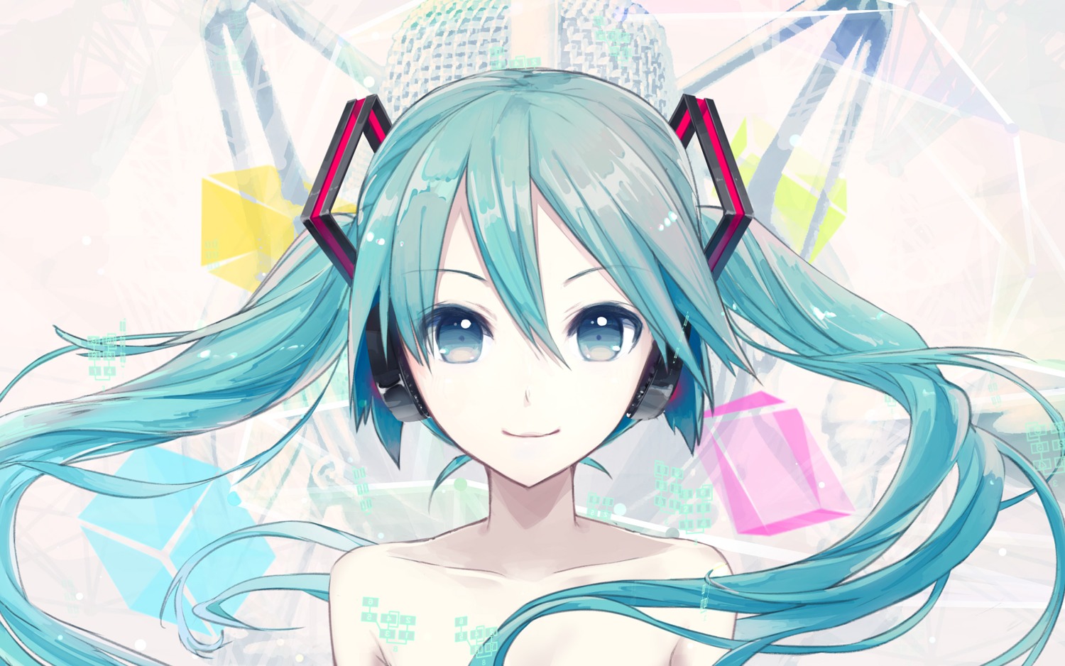 hatsune_miku headphones ixima vocaloid wallpaper