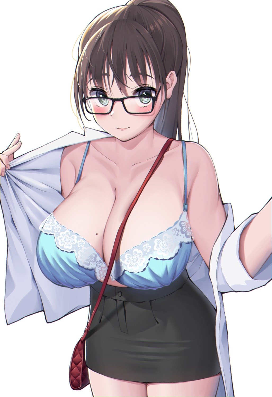 bra dress_shirt himeliofon megane open_shirt undressing