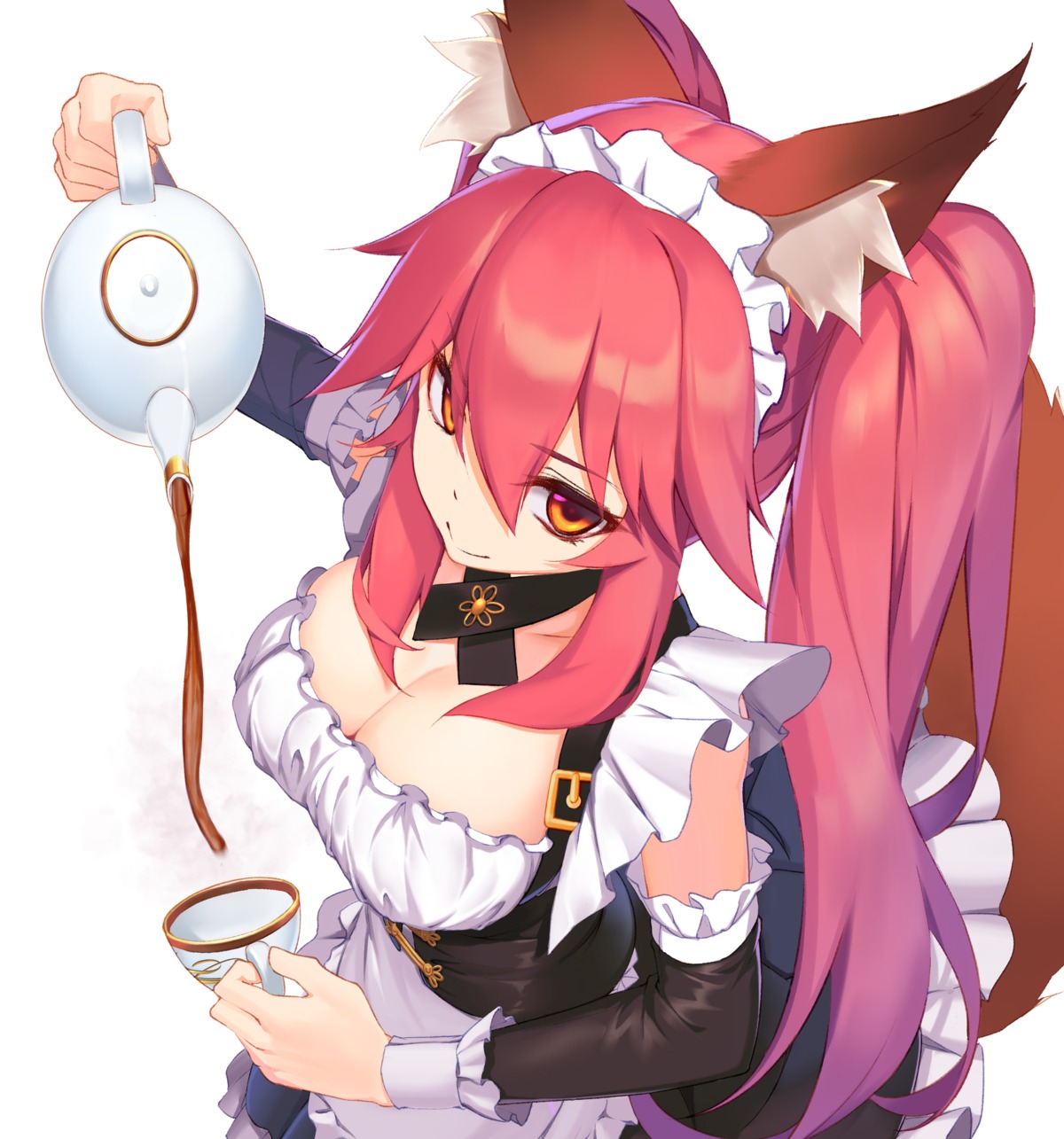 animal_ears cleavage fate/grand_order gallant99770 kitsune maid tail tamamo_no_mae