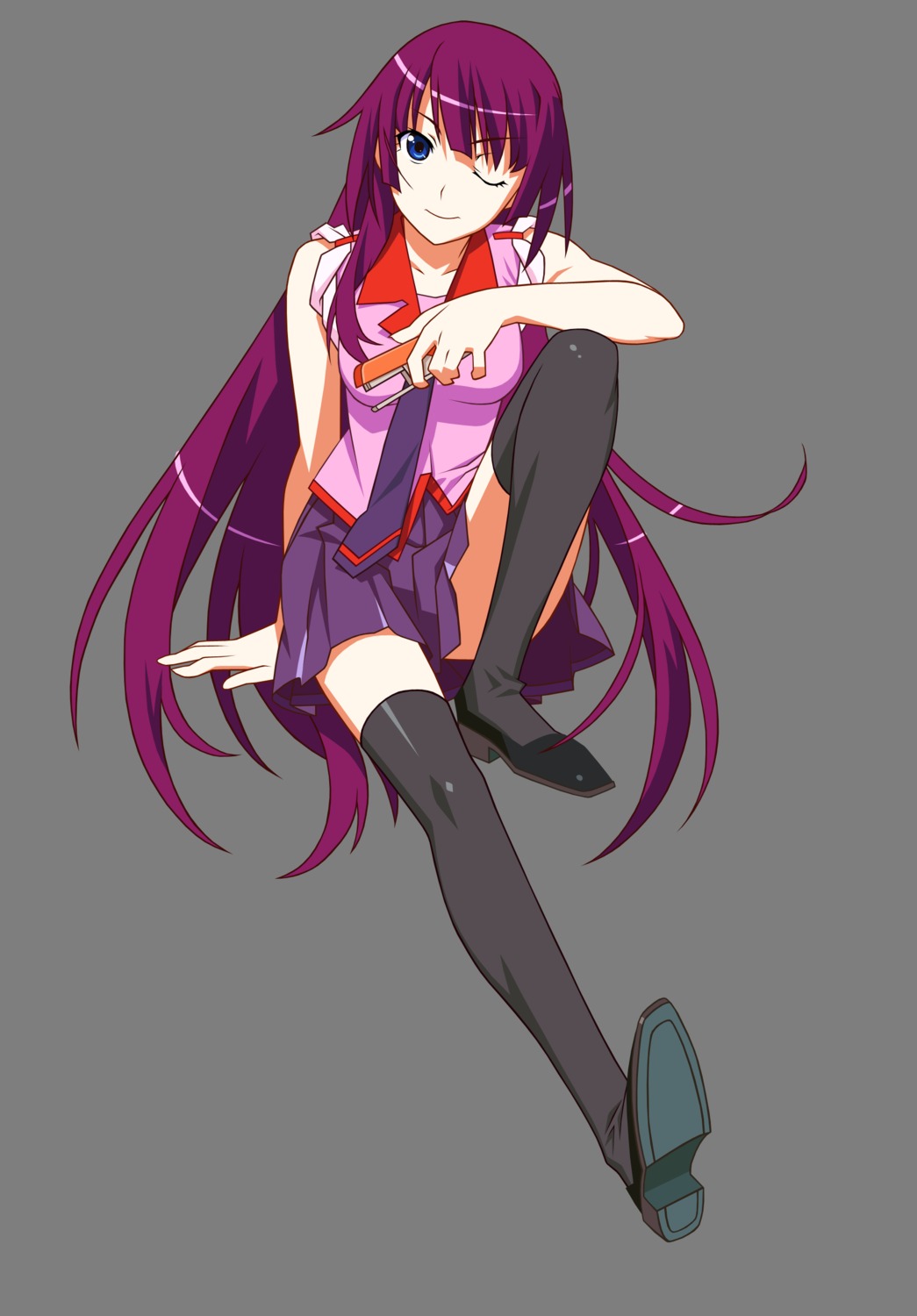 bakemonogatari monogatari_(series) seifuku senjougahara_hitagi transparent_png vector_trace