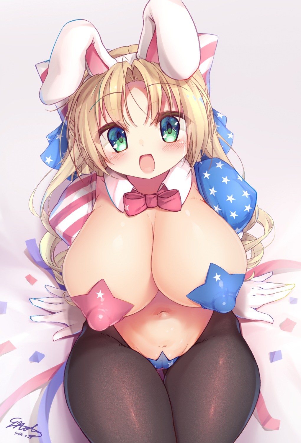 animal_ears breasts bunny_ears bunny_girl cameltoe e-note erect_nipples maebari no_bra nopan pantyhose pasties seitokai_no_ichizon toudou_elis