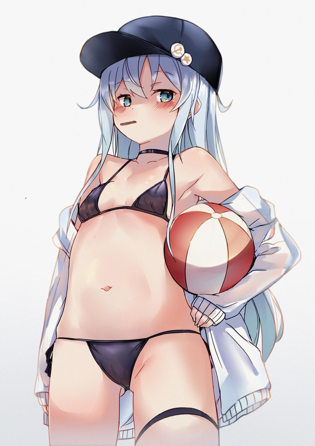 bikini garter hibiki_(kancolle) kantai_collection kure_(kure_ng) loli open_shirt swimsuits verniy_(kancolle)