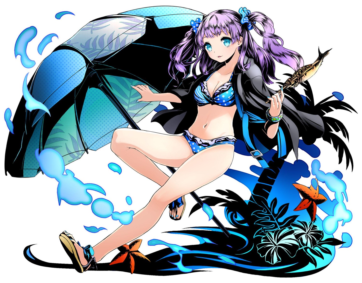 bikini cleavage divine_gate open_shirt swimsuits ucmm umbrella