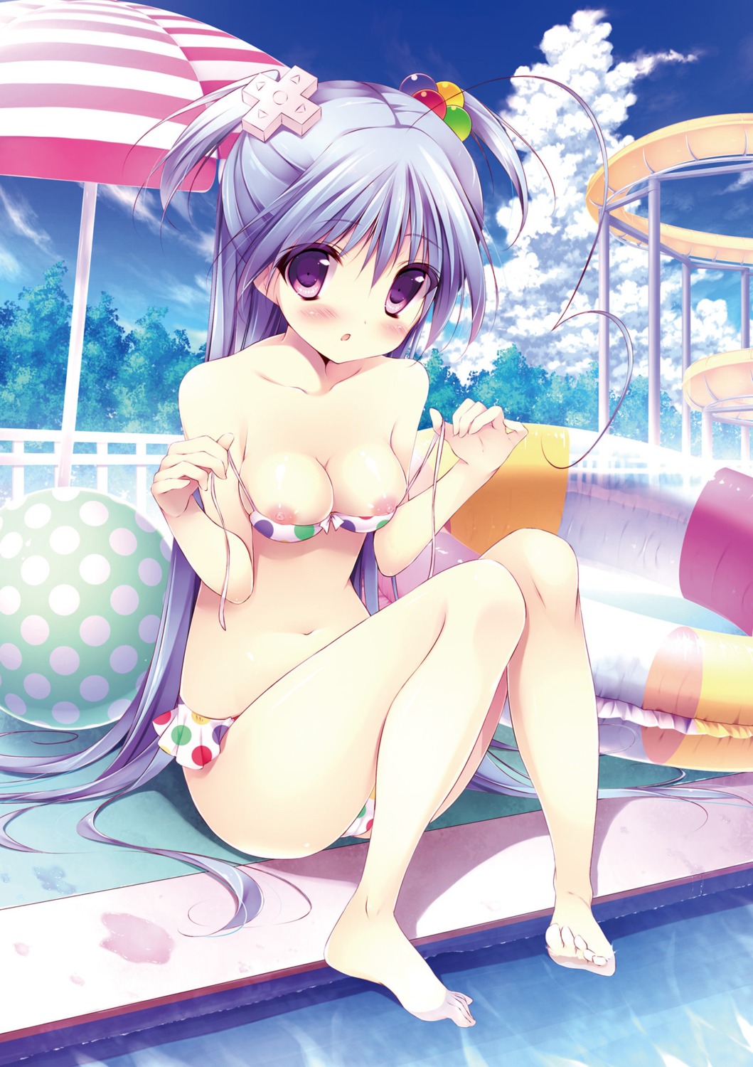 bikini breasts cameltoe digital_version kainaka_towa nipples onomatope* shiratama swimsuits zutto_sukishite_takusan_sukishite