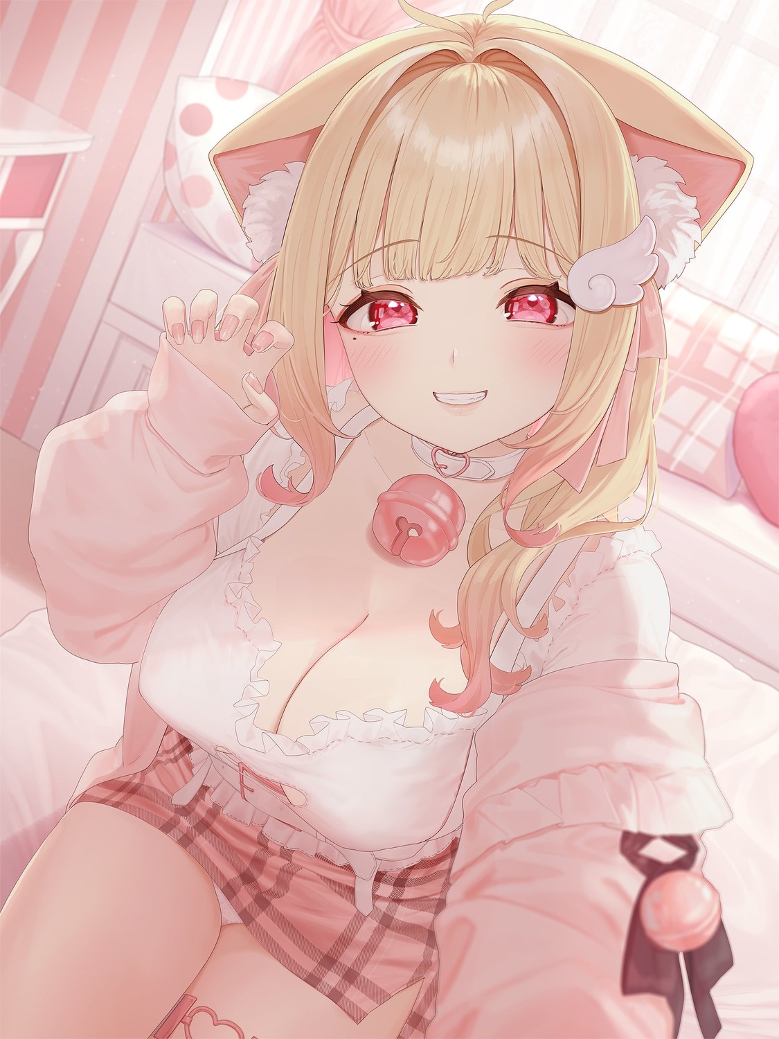 animal_ears cleavage garter kemomimi_refle! kuyukian3 nekoma_karin nekomimi pantsu selfie skirt_lift sweater