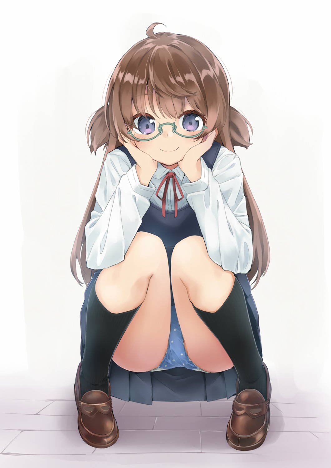 loli megane pantsu seifuku sekira_ame skirt_lift