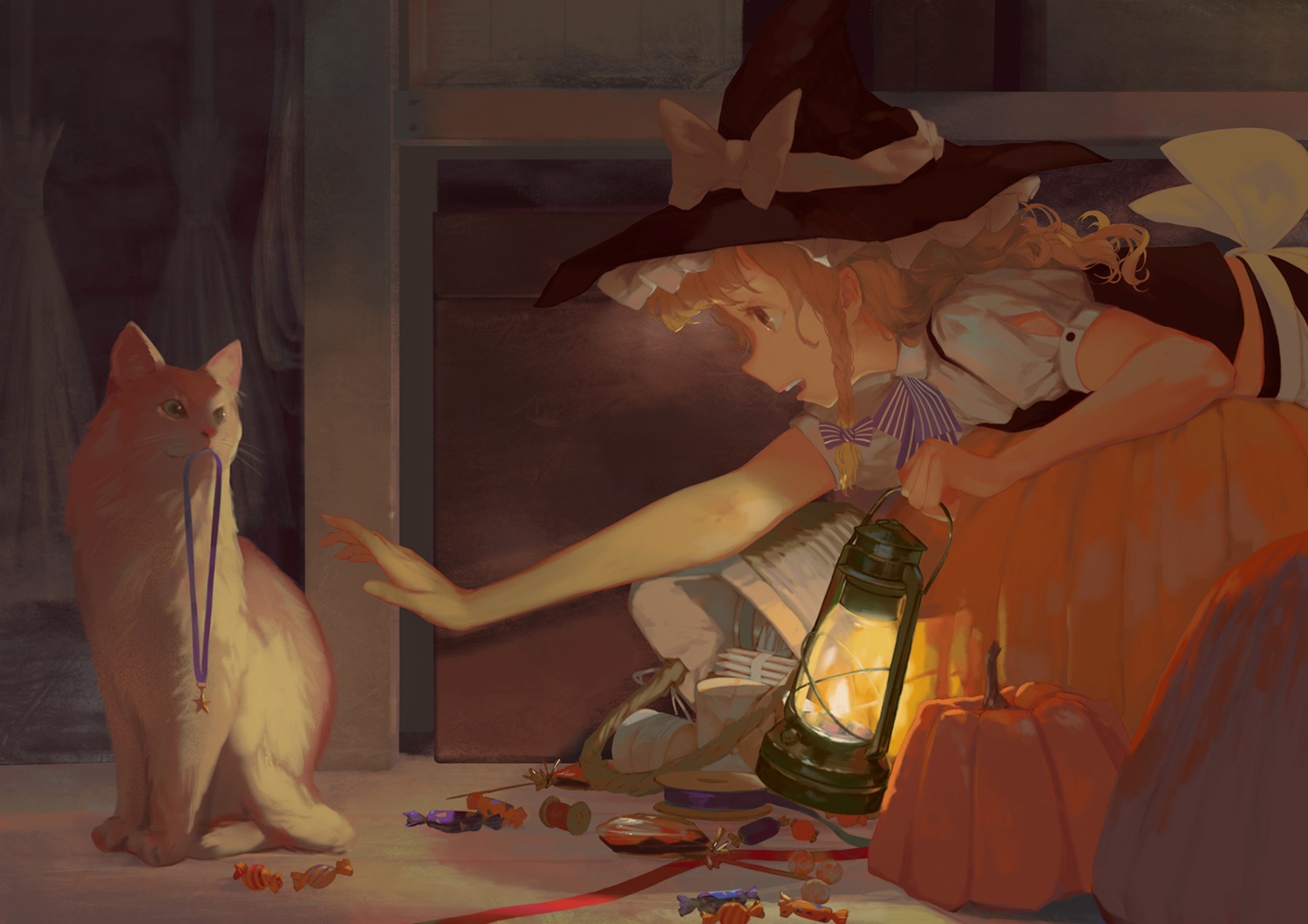 halloween jq kirisame_marisa neko touhou witch