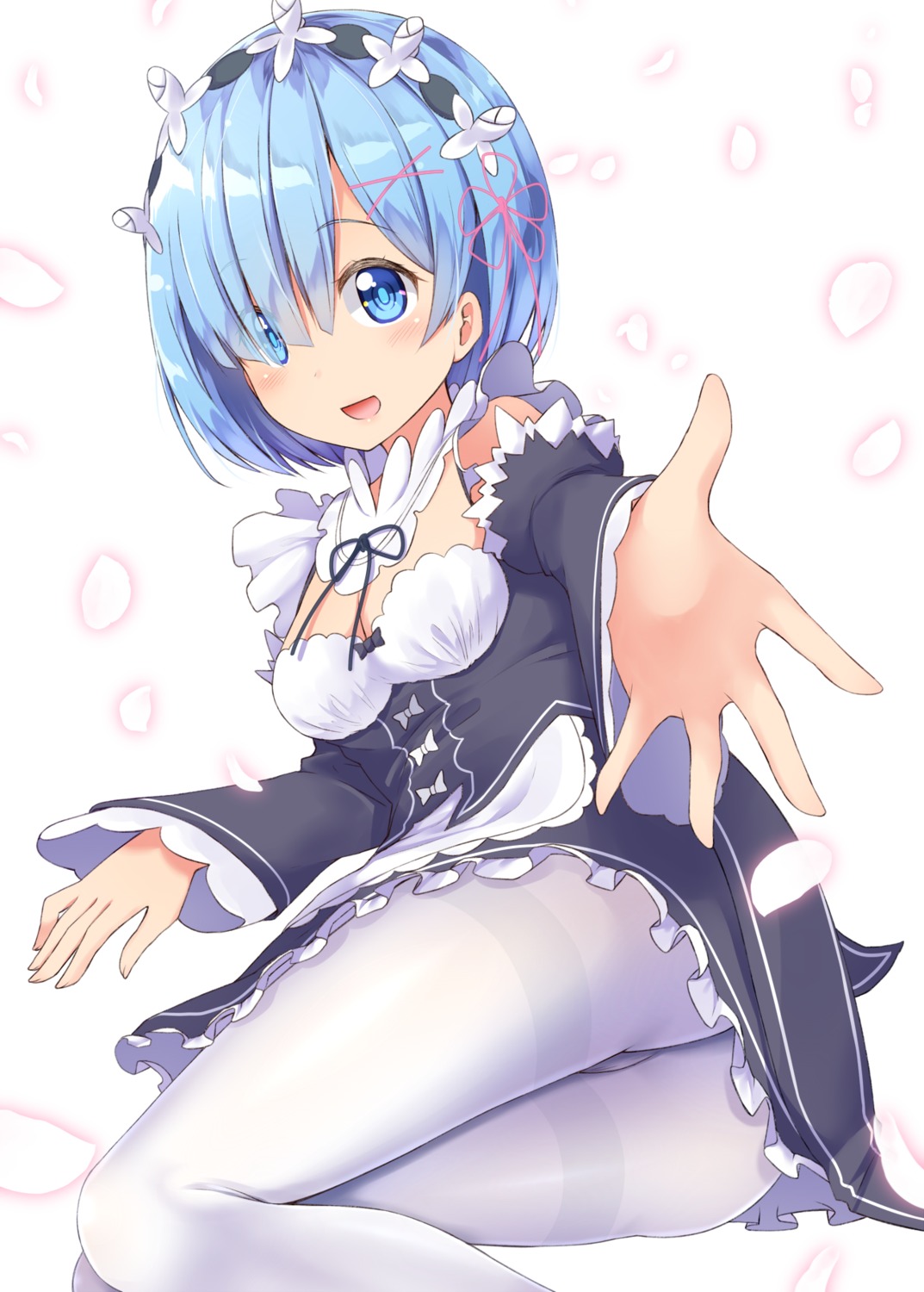 cleavage gurande maid pantyhose re_zero_kara_hajimeru_isekai_seikatsu rem_(re_zero)