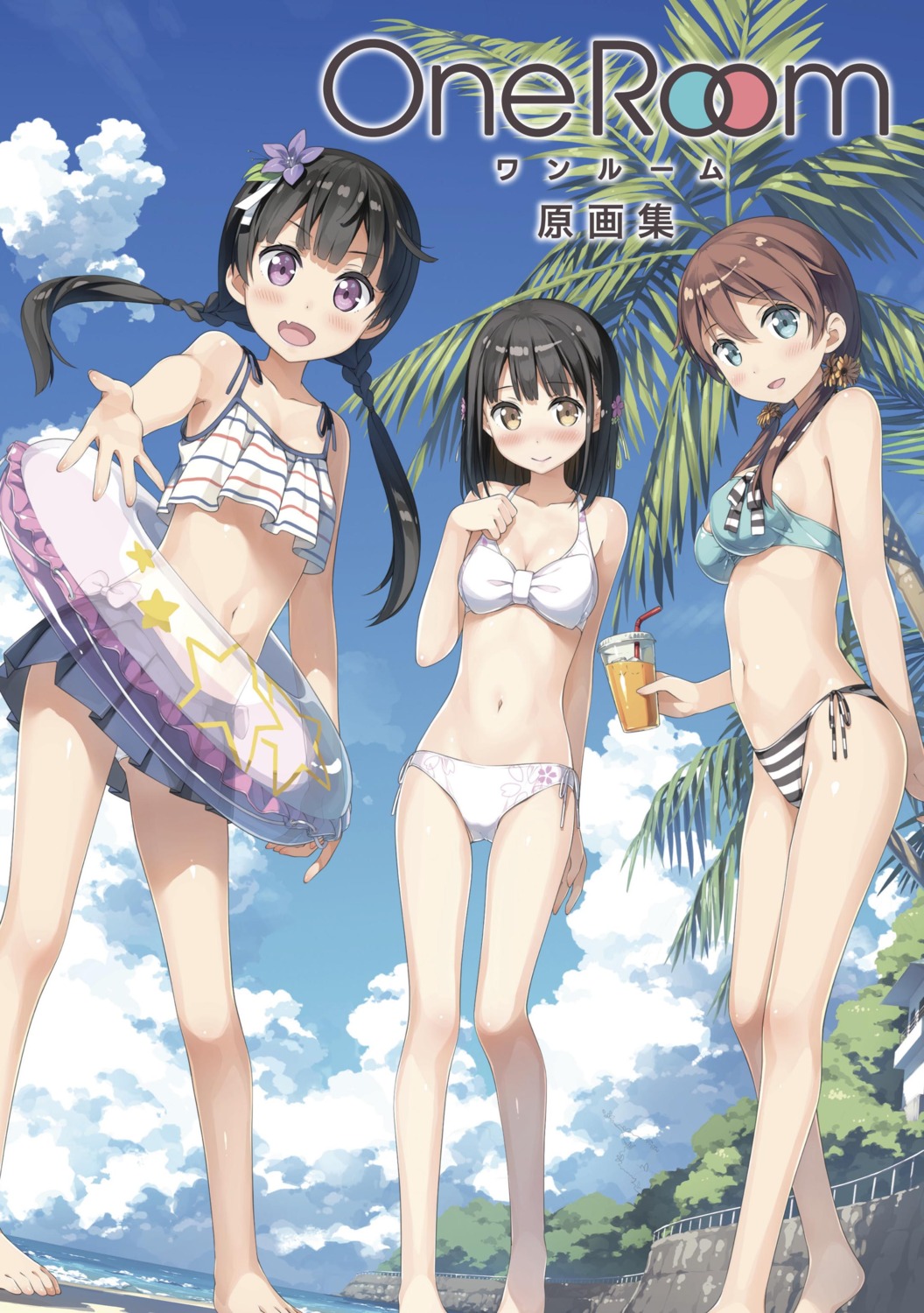 aoshima_moka bikini digital_version hanasaka_yui jpeg_artifacts kantoku momohara_natsuki one_room swimsuits